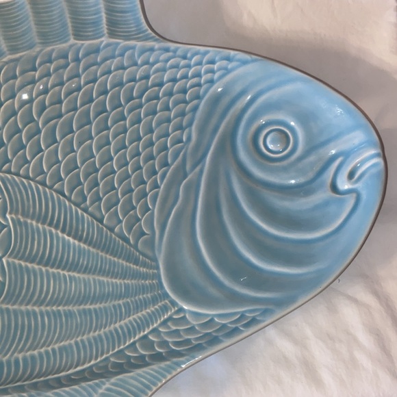 Rare Bordallo Pinheiro Portugal Fish Plate turquoise  Platter 20” large - Picture 9 of 9